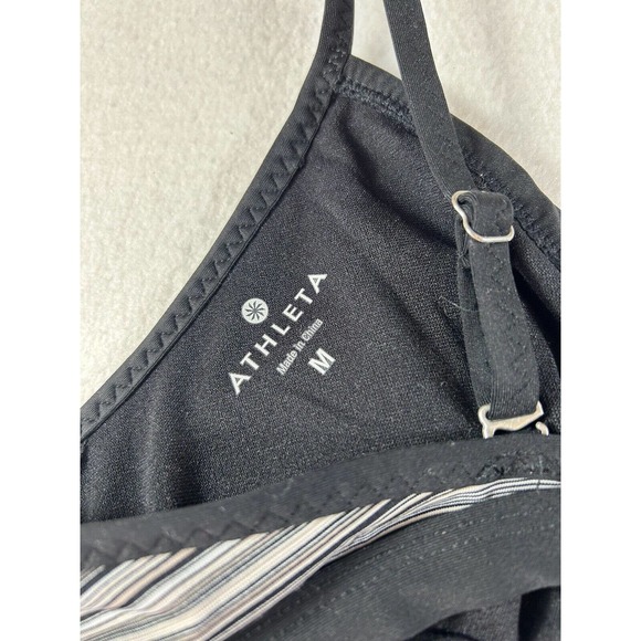 ATHLETA Veracruz Bikini Top Black/Gray Striped size Medium has pads - Picture 3 of 4